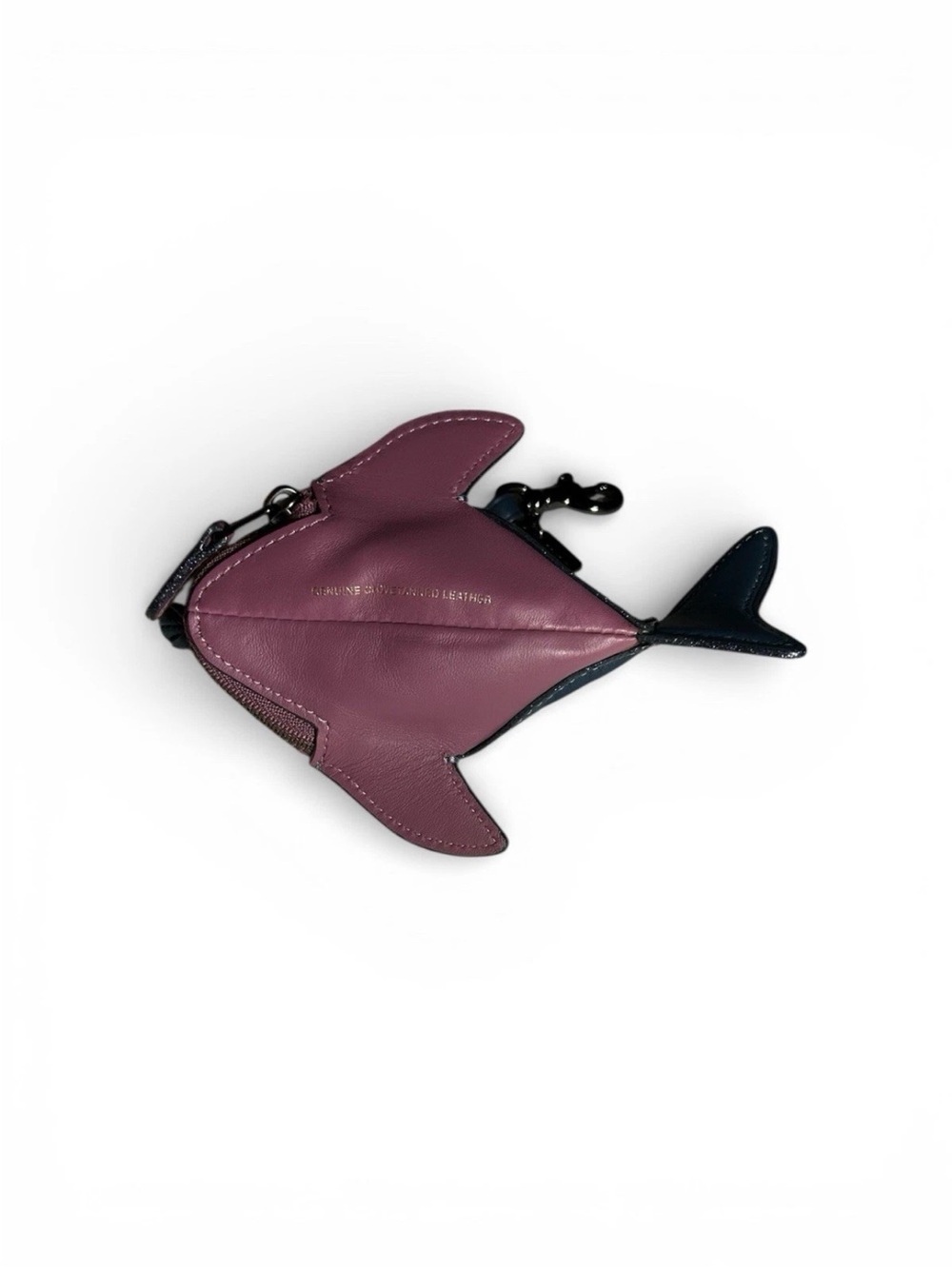Coach Sharky Coin Purse/Bag Charm, Blue Glove Tanned Leather, Pewter Hardware - Picture 2 of 7